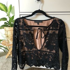 For Love & Lemons black lace blouse